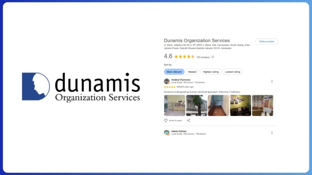 Google Review Top Training Provider Indonesia Dunamis