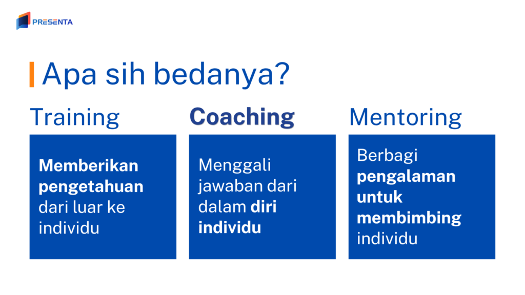 Perbedaan Coaching dengan Training dan Mentoring