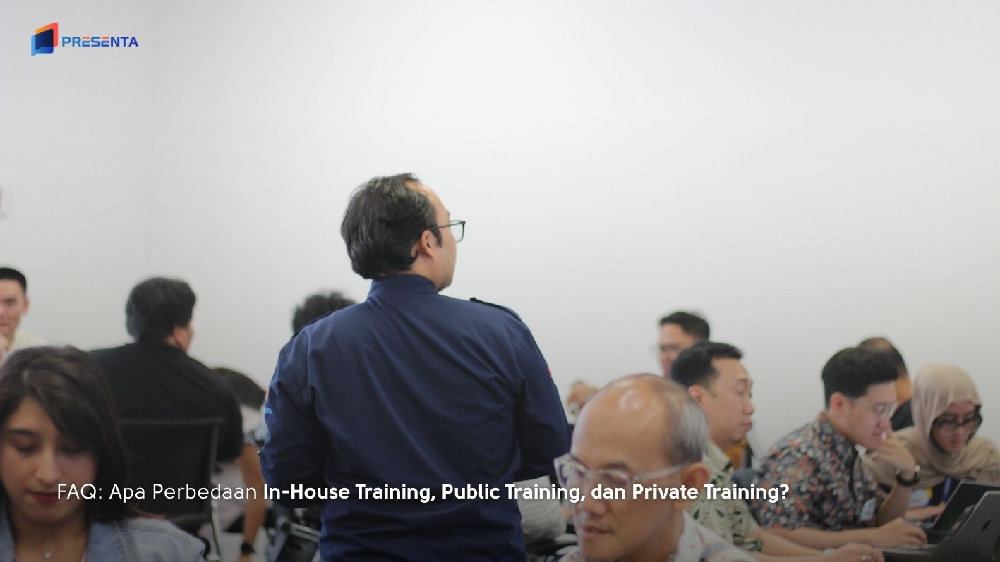 Perbedaan in-house training, public training, dan private training berdasarkan peserta, customization, biaya, dan kebutuhan perusahaan