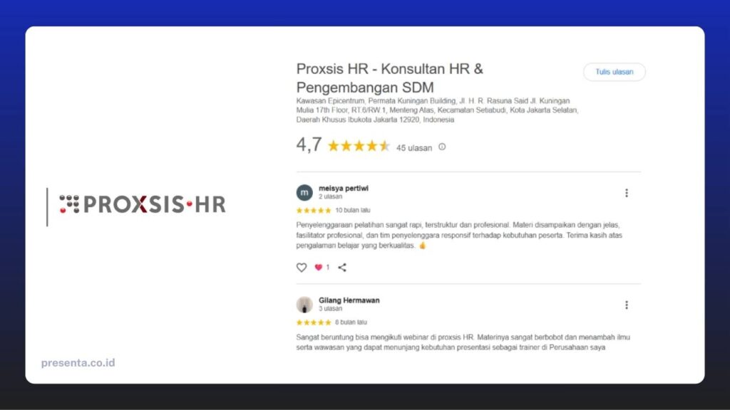 Rekomendasi Penyelenggara Corporate Training untuk Karyawan di Indonesia - Proxsis HR