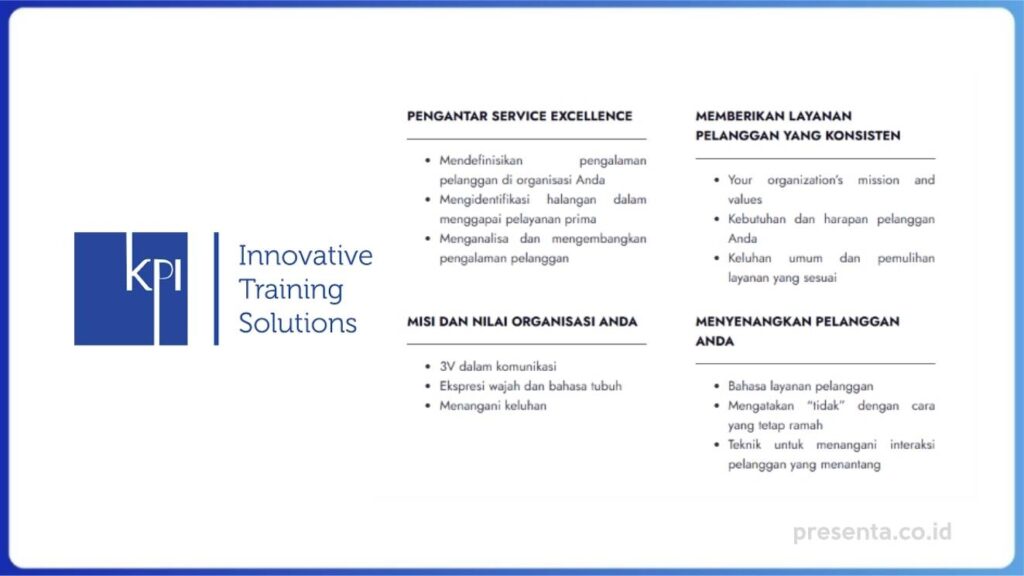 Rekomendasi Traing Service Excellent Indonesia - KPI