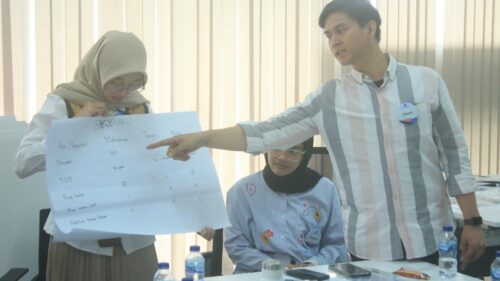 Peserta sedang presentasi hasil kerja kelompoknya