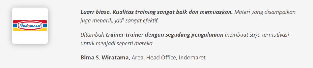 Training Salesmanship di Indonesia: Program, Materi, Metode, Trainer, dan Harga 6